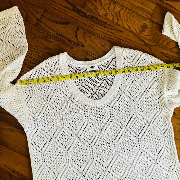 Old Navy white open knot cotton long sleeve V-neck sweater size XL, never worn - Picture 8 of 11